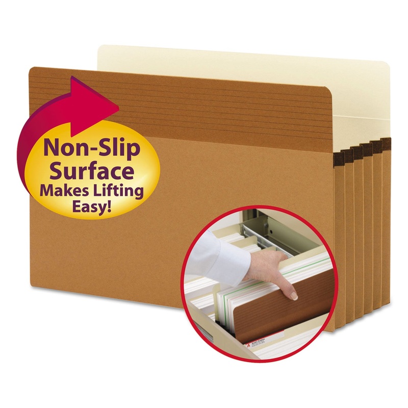 EASY GRIP POCKETS, 5.25″ EXPANSION, LEGAL SIZE, REDROPE, 10/BOX