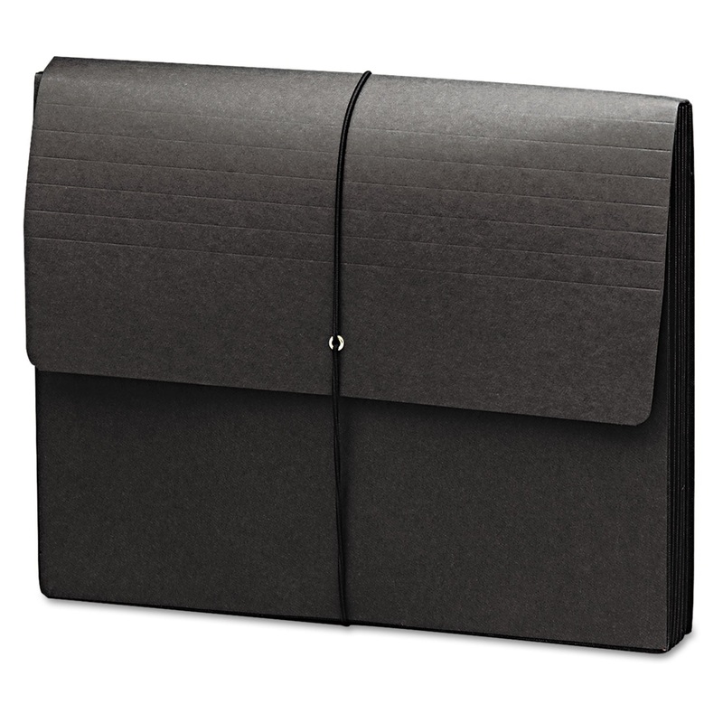 EXTRA-WIDE EXPANDING WALLETS W/ ELASTIC CORD, 5.25″ EXPANSION, 1 SECTION, LETTER SIZE, BLACK, 10/BOX