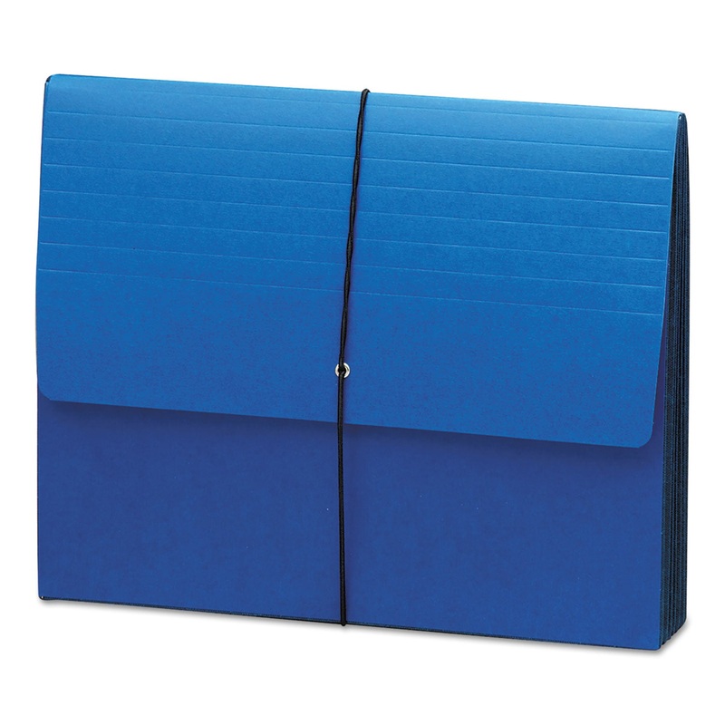 EXTRA-WIDE EXPANDING WALLETS W/ ELASTIC CORD, 5.25″ EXPANSION, 1 SECTION, LETTER SIZE, NAVY BLUE