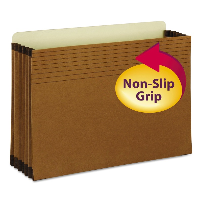 FULL-HEIGHT POCKETS W/ EASY GRIP, 5.25″ EXPANSION, LEGAL SIZE, REDROPE, 10/BOX