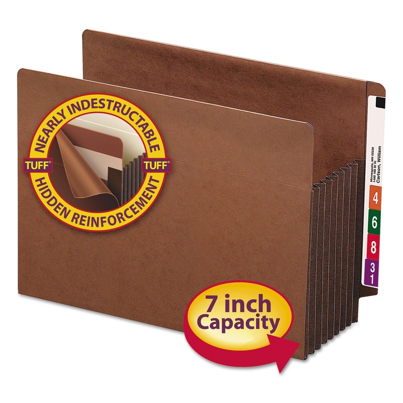 HEAVY-DUTY REDROPE END TAB TUFF POCKETS, 7″ EXPANSION, LETTER SIZE, REDROPE, 5/BOX