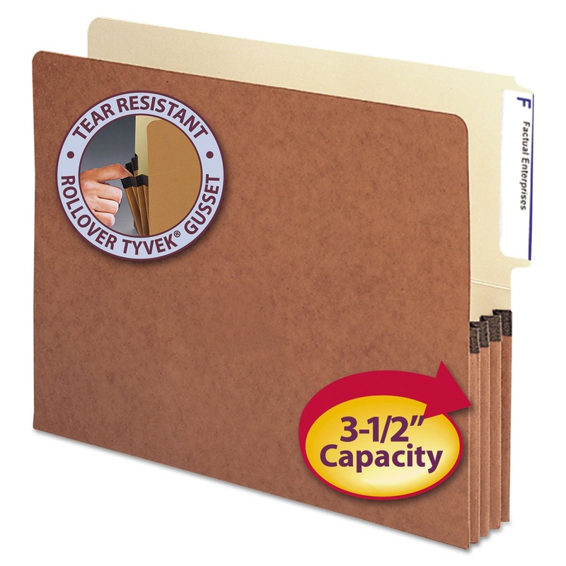 REDROPE DROP-FRONT END TAB FILE POCKETS, 3.5″ EXPANSION, LETTER SIZE, REDROPE, 10/BOX
