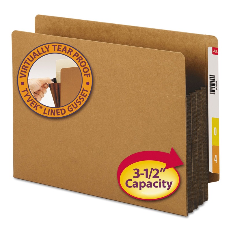REDROPE DROP-FRONT END TAB FILE POCKETS W/ FULLY LINED COLORED GUSSETS, 3.5″ EXP, LETTER SIZE, REDROPE/DARK BROWN, 10/BOX