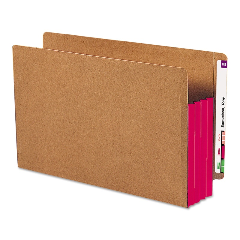 REDROPE DROP-FRONT END TAB FILE POCKETS W/ FULLY LINED COLORED GUSSETS, 3.5″ EXPANSION, LEGAL SIZE, REDROPE/RED, 10/BOX