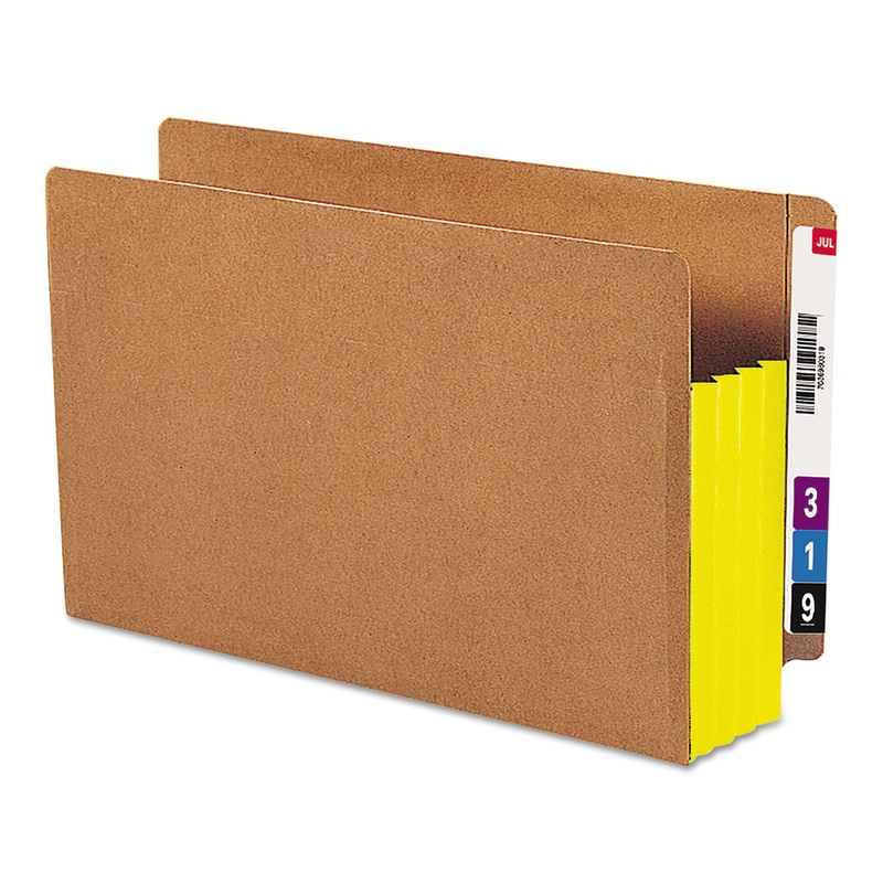 REDROPE DROP-FRONT END TAB FILE POCKETS W/ FULLY LINED COLORED GUSSETS, 3.5″ EXPANSION, LEGAL SIZE, REDROPE/YELLOW, 10/BOX