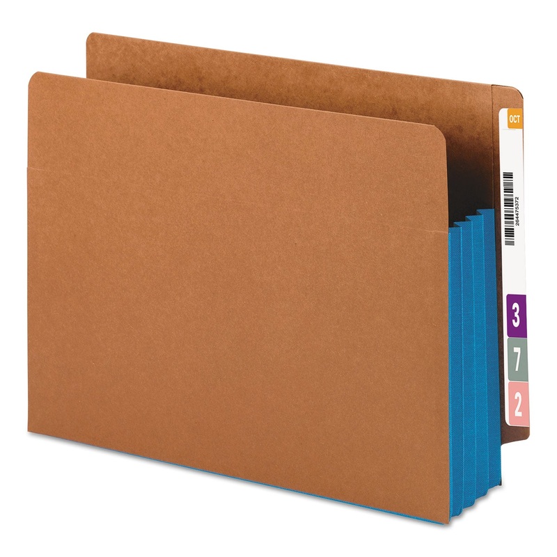 REDROPE DROP-FRONT END TAB FILE POCKETS W/ FULLY LINED COLORED GUSSETS, 3.5″ EXPANSION, LETTER SIZE, REDROPE/BLUE, 10/BOX
