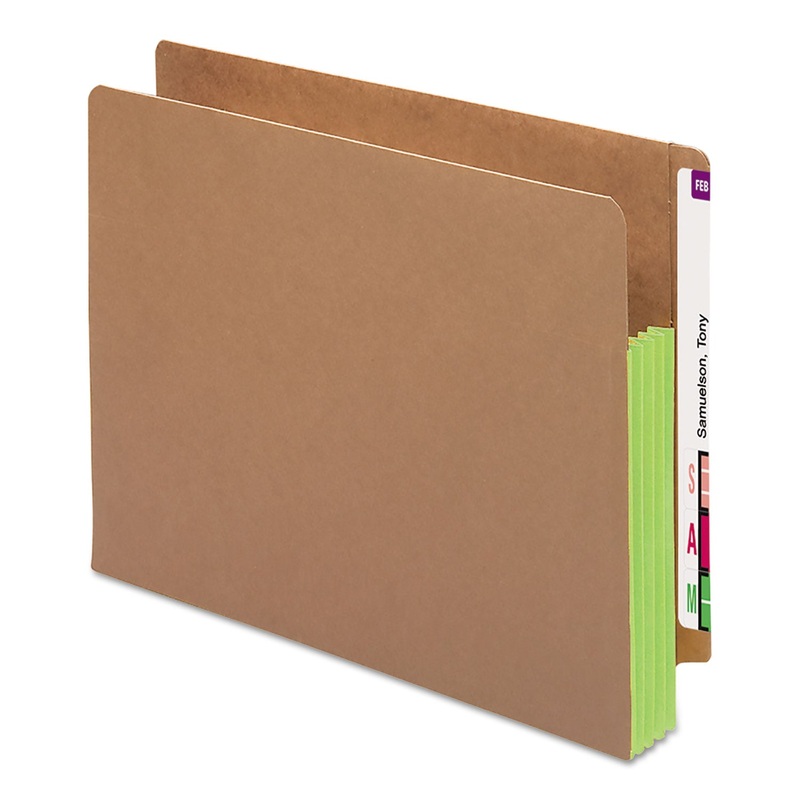REDROPE DROP-FRONT END TAB FILE POCKETS W/ FULLY LINED COLORED GUSSETS, 3.5″ EXPANSION, LETTER SIZE, REDROPE/GREEN, 10/BOX