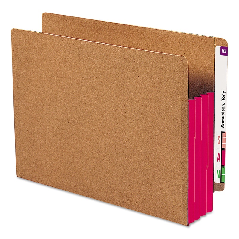 REDROPE DROP-FRONT END TAB FILE POCKETS W/ FULLY LINED COLORED GUSSETS, 3.5″ EXPANSION, LETTER SIZE, REDROPE/RED, 10/BOX