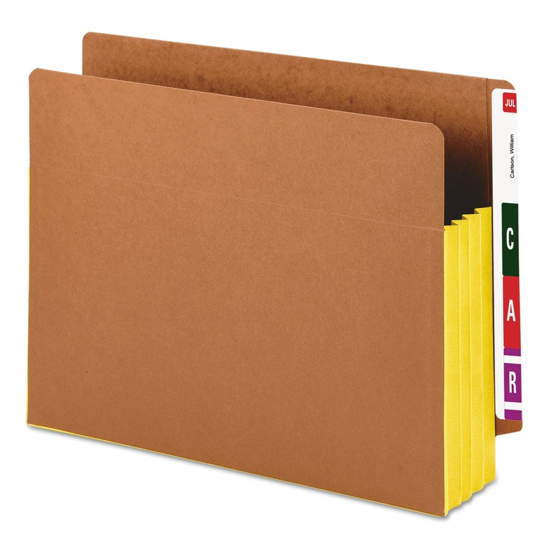 REDROPE DROP-FRONT END TAB FILE POCKETS W/ FULLY LINED COLORED GUSSETS, 3.5″ EXPANSION, LETTER SIZE, REDROPE/YELLOW, 10/BOX
