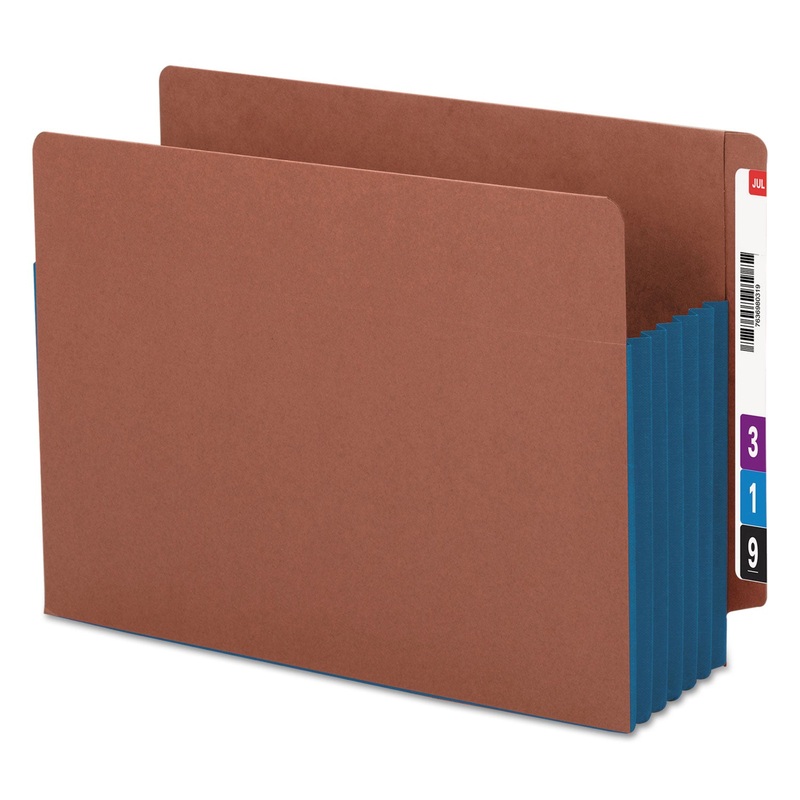 REDROPE DROP-FRONT END TAB FILE POCKETS W/ FULLY LINED COLORED GUSSETS, 5.25″ EXPANSION, LETTER SIZE, REDROPE/BLUE, 10/BOX