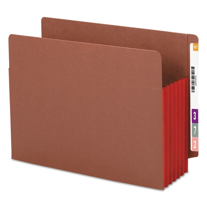 REDROPE DROP-FRONT END TAB FILE POCKETS W/ FULLY LINED COLORED GUSSETS, 5.25″ EXPANSION, LETTER SIZE, REDROPE/RED, 10/BOX