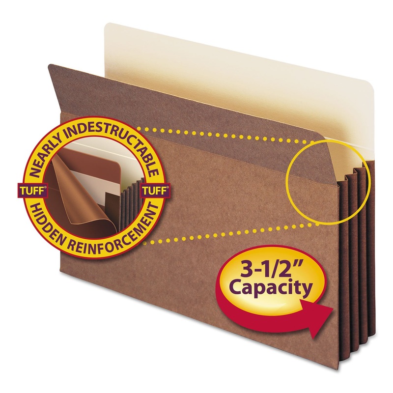 REDROPE TUFF POCKET DROP-FRONT FILE POCKETS W/ FULLY LINED GUSSETS, 3.5″ EXPANSION, LEGAL SIZE, REDROPE, 10/BOX
