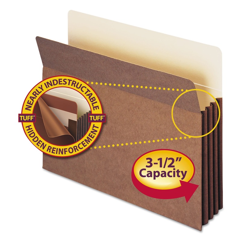 REDROPE TUFF POCKET DROP-FRONT FILE POCKETS W/ FULLY LINED GUSSETS, 3.5″ EXPANSION, LETTER SIZE, REDROPE, 10/BOX