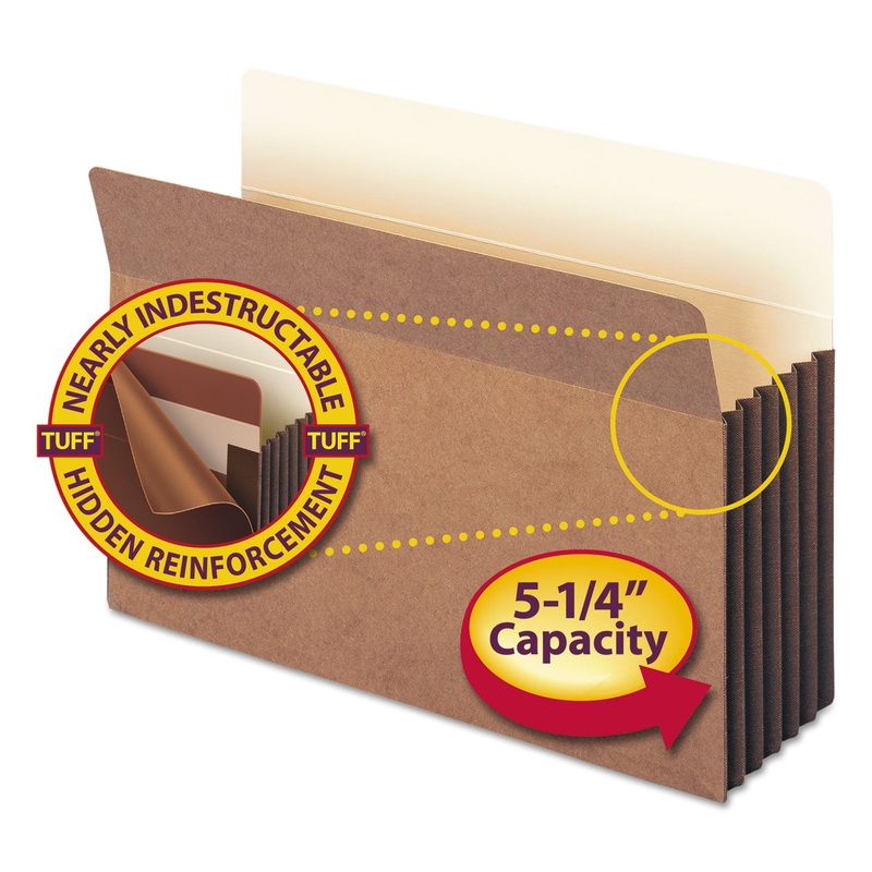 REDROPE TUFF POCKET DROP-FRONT FILE POCKETS W/ FULLY LINED GUSSETS, 5.25″ EXPANSION, LEGAL SIZE, REDROPE, 10/BOX