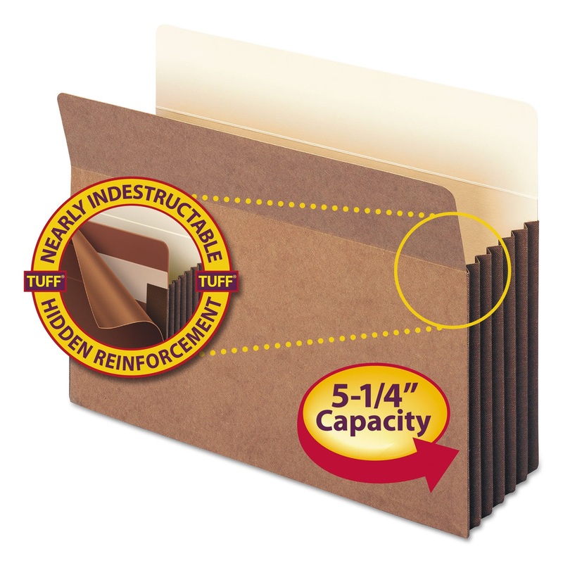 REDROPE TUFF POCKET DROP-FRONT FILE POCKETS W/ FULLY LINED GUSSETS, 5.25″ EXPANSION, LETTER SIZE, REDROPE, 10/BOX