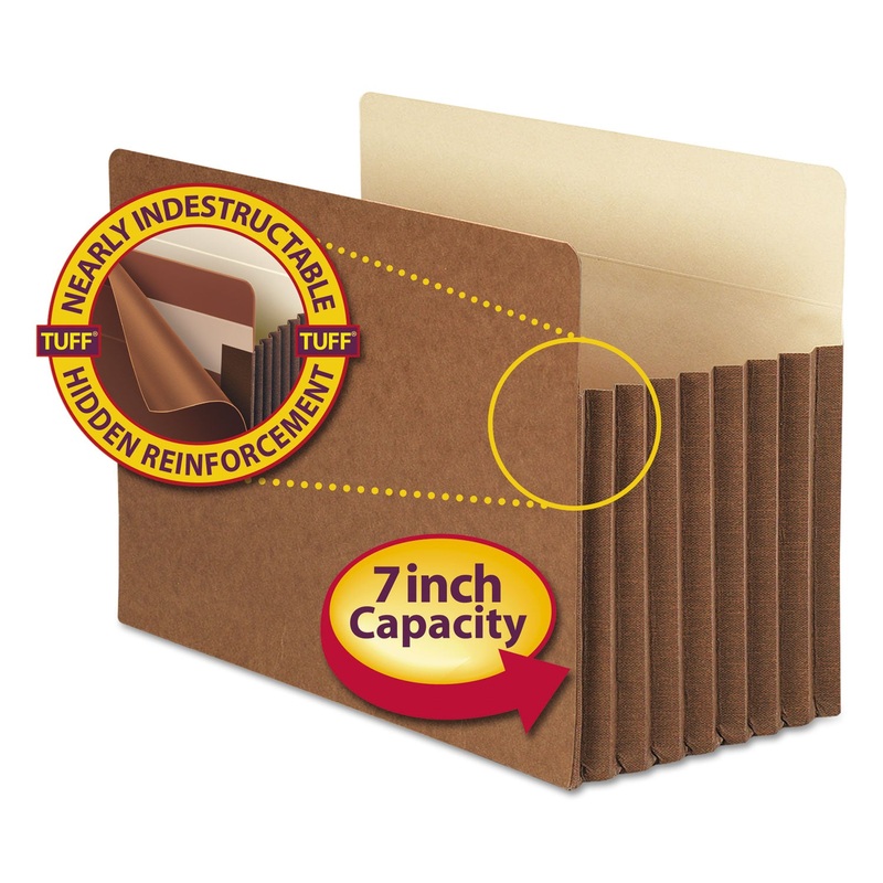 REDROPE TUFF POCKET DROP-FRONT FILE POCKETS W/ FULLY LINED GUSSETS, 7″ EXPANSION, LEGAL SIZE, REDROPE, 5/BOX