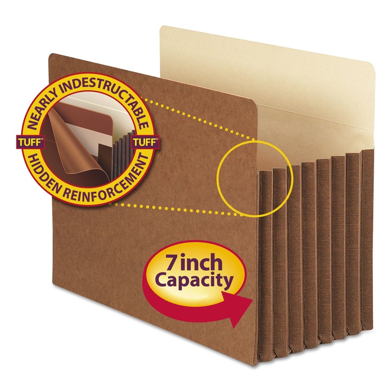 REDROPE TUFF POCKET DROP-FRONT FILE POCKETS W/ FULLY LINED GUSSETS, 7″ EXPANSION, LETTER SIZE, REDROPE, 5/BOX