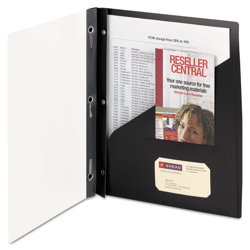 Clear Front Poly Report Cover With Tang Fasteners, 8-1/2 X 11, Black, 5/pack