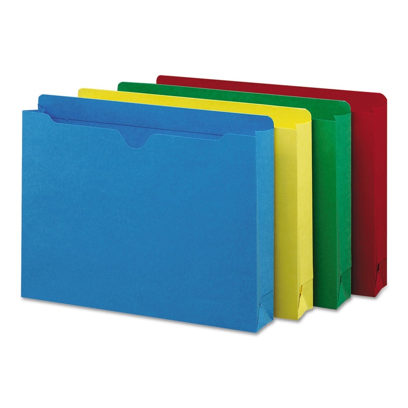 COLORED FILE JACKETS WITH REINFORCED DOUBLE-PLY TAB, STRAIGHT TAB, LETTER SIZE, ASSORTED COLORS, 50/BOX