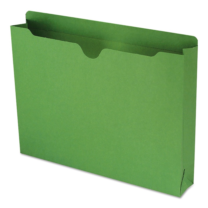 COLORED FILE JACKETS WITH REINFORCED DOUBLE-PLY TAB, STRAIGHT TAB, LETTER SIZE, GREEN, 50/BOX