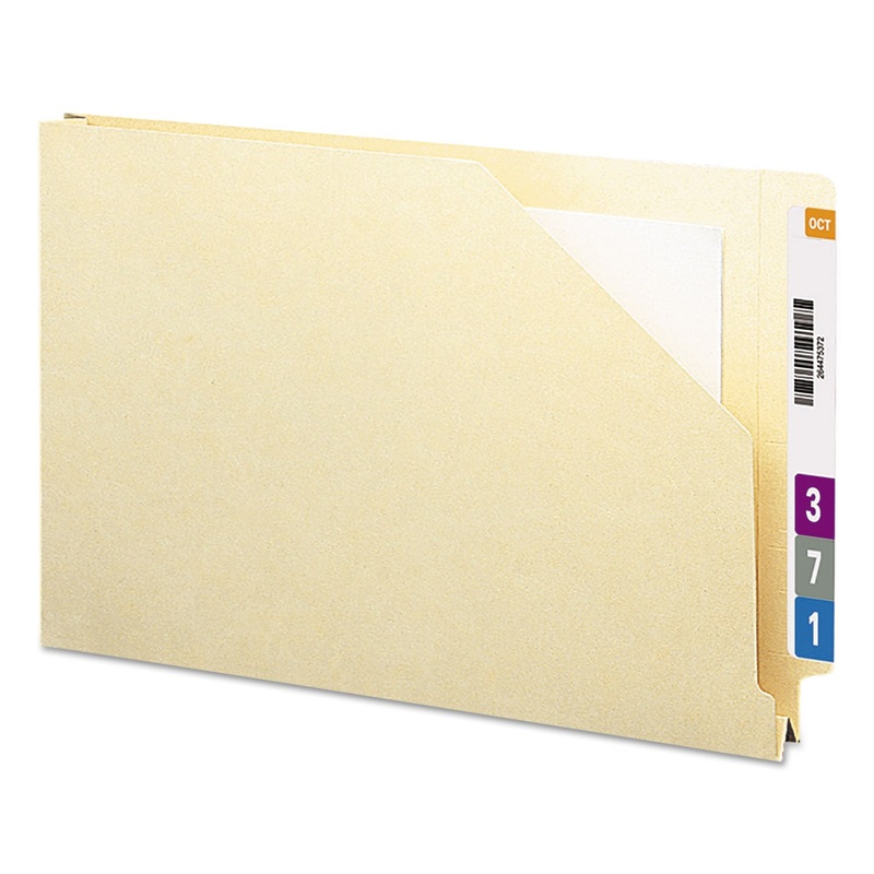 END TAB JACKETS WITH REINFORCED TABS, STRAIGHT TAB, LEGAL SIZE, 14-PT MANILA, 50/BOX