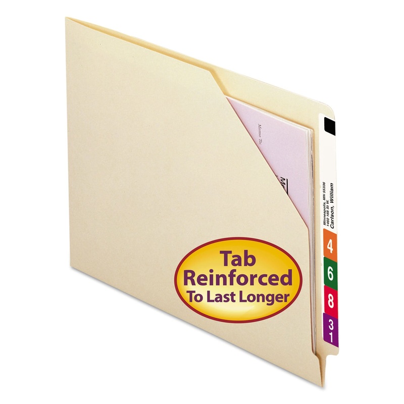 END TAB JACKETS WITH REINFORCED TABS, STRAIGHT TAB, LETTER SIZE, 11-PT MANILA, 100/BOX