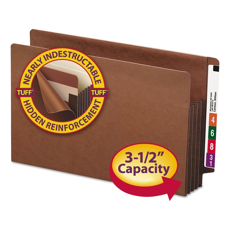 HEAVY-DUTY REDROPE END TAB TUFF POCKETS, 3.5″ EXPANSION, LEGAL SIZE, REDROPE, 10/BOX