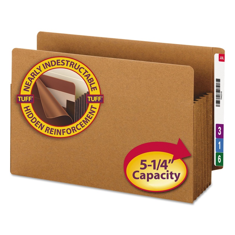 HEAVY-DUTY REDROPE END TAB TUFF POCKETS, 5.25″ EXPANSION, LEGAL SIZE, REDROPE, 10/BOX