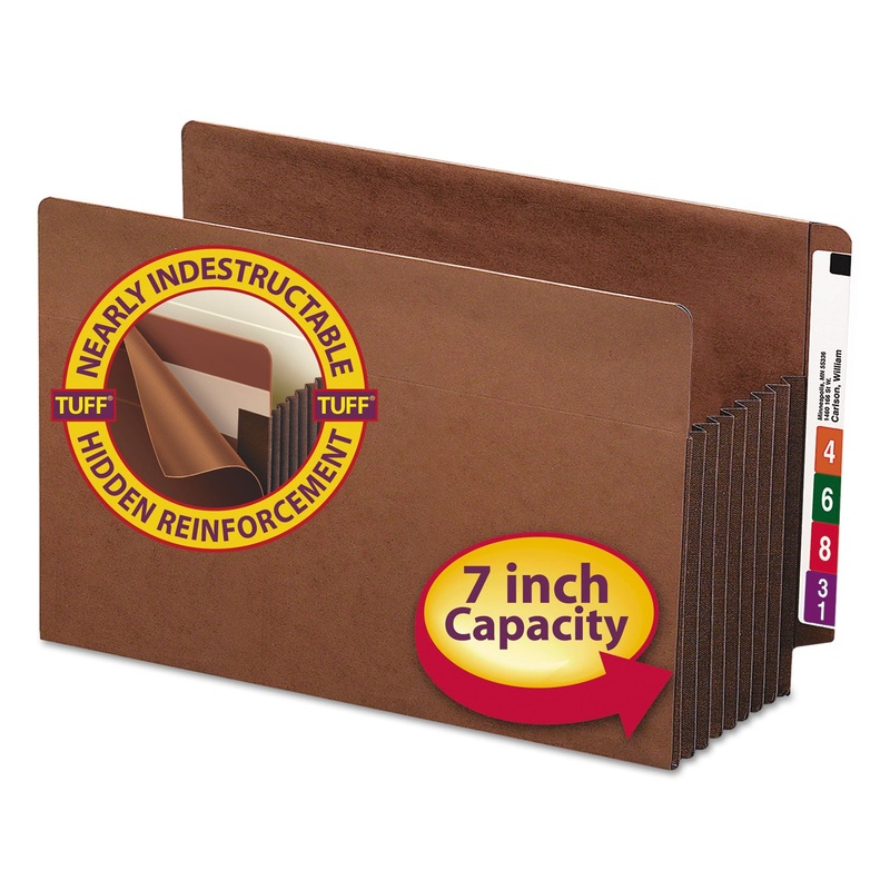 HEAVY-DUTY REDROPE END TAB TUFF POCKETS, 7″ EXPANSION, LEGAL SIZE, REDROPE, 5/BOX