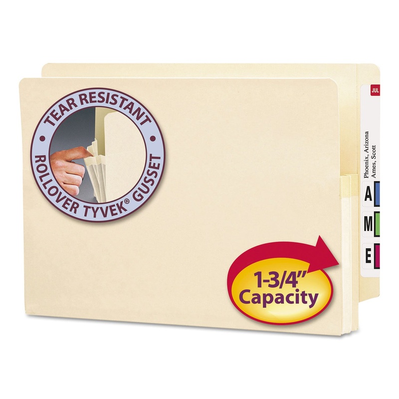 MANILA END TAB FILE POCKETS, 1.75″ EXPANSION, LEGAL SIZE, MANILA, 25/BOX