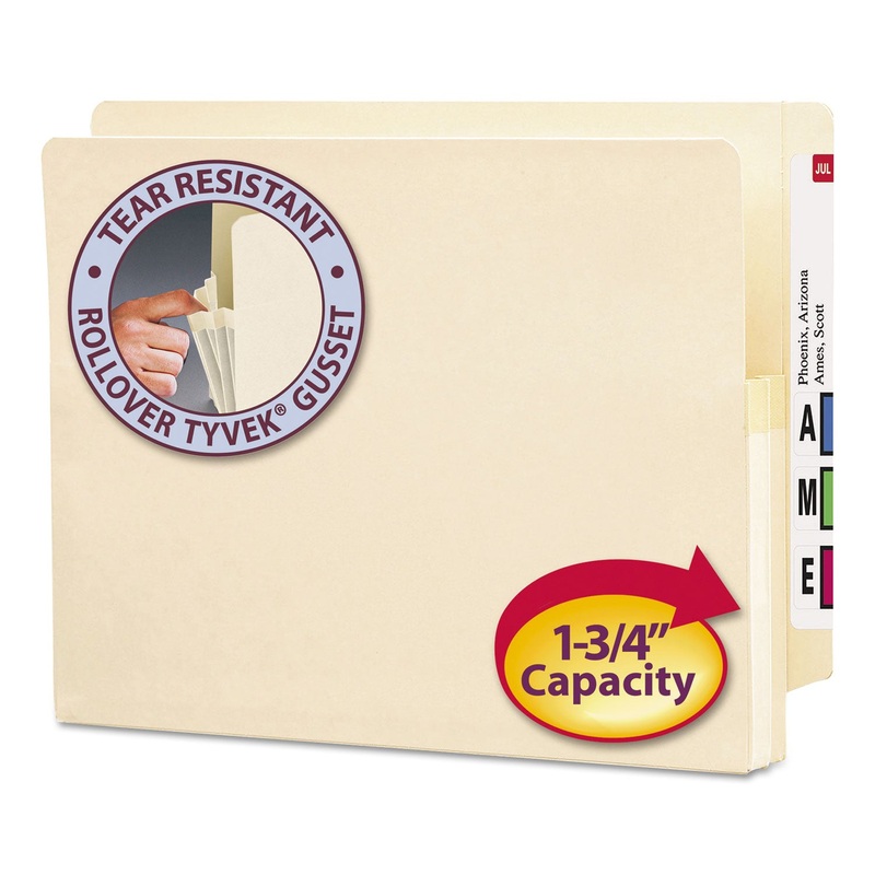 MANILA END TAB FILE POCKETS, 1.75″ EXPANSION, LETTER SIZE, MANILA, 25/BOX