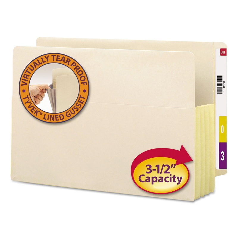 MANILA END TAB FILE POCKETS, 3.5″ EXPANSION, LEGAL SIZE, MANILA, 10/BOX