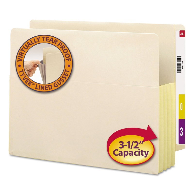 MANILA END TAB FILE POCKETS, 3.5″ EXPANSION, LETTER SIZE, MANILA, 10/BOX