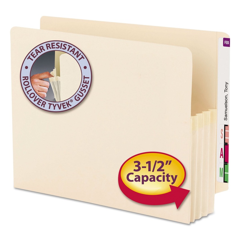 MANILA END TAB FILE POCKETS, 3.5″ EXPANSION, LETTER SIZE, MANILA, 25/BOX