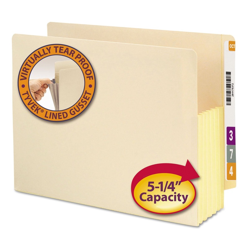 MANILA END TAB FILE POCKETS, 5.25″ EXPANSION, LETTER SIZE, MANILA, 10/BOX