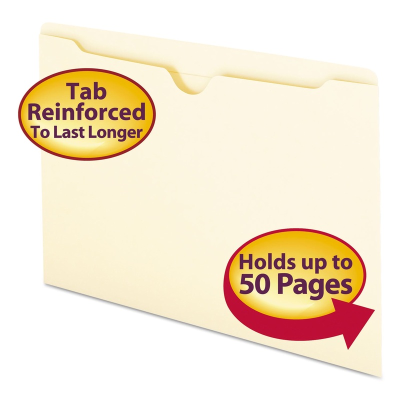 MANILA FILE JACKETS, 2-PLY STRAIGHT TAB, LEGAL SIZE, MANILA, 100/BOX