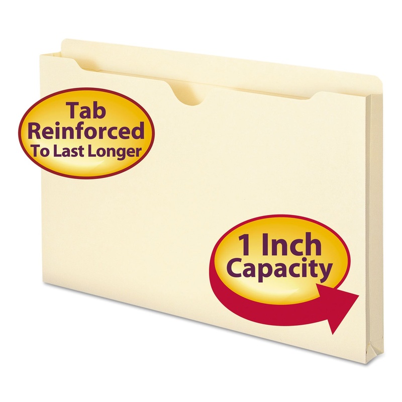 MANILA FILE JACKETS, 2-PLY STRAIGHT TAB, LEGAL SIZE, MANILA, 50/BOX