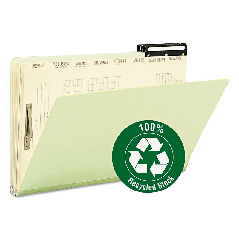 PRESSBOARD MORTGAGE FOLDERS, 3 DIVIDERS, LEGAL SIZE, GREEN, 10/BOX