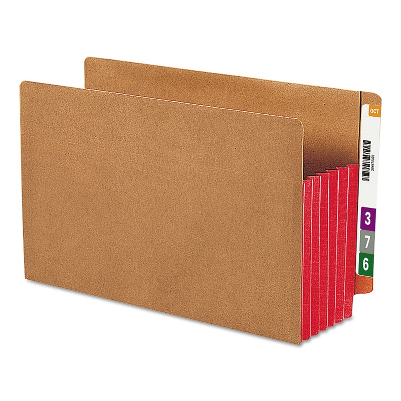 REDROPE DROP-FRONT END TAB FILE POCKETS W/ FULLY LINED COLORED GUSSETS, 5.25″ EXPANSION, LEGAL SIZE, REDROPE/RED, 10/BOX