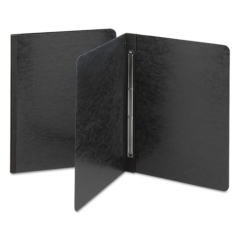 SIDE OPENING PRESS GUARD REPORT COVER, PRONG FASTENER, LETTER, BLACK