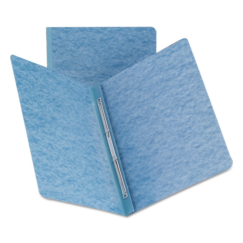 SIDE OPENING PRESS GUARD REPORT COVER, PRONG FASTENER, LETTER, BLUE
