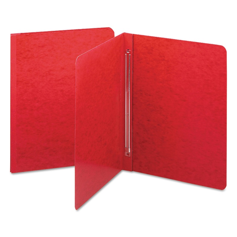SIDE OPENING PRESS GUARD REPORT COVER, PRONG FASTENER, LETTER, BRIGHT RED