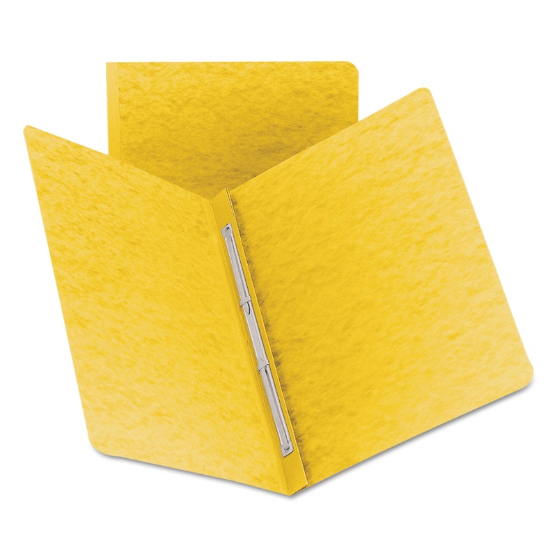 SIDE OPENING PRESS GUARD REPORT COVER, PRONG FASTENER, LETTER, YELLOW