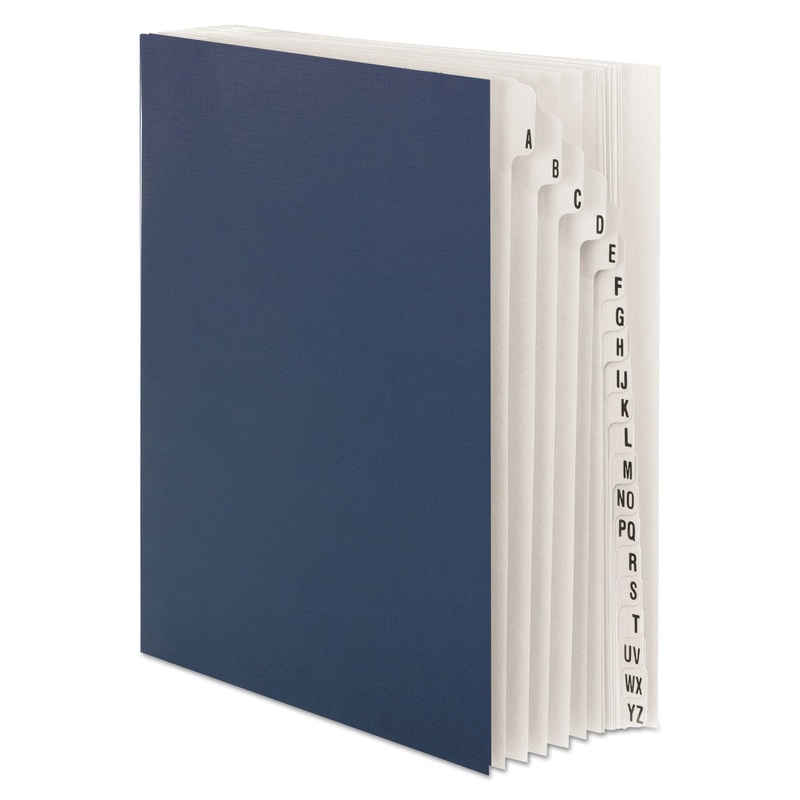 EXPANDABLE INDEXED SORTER, A-Z, LETTER SIZE, NAVY BLUE