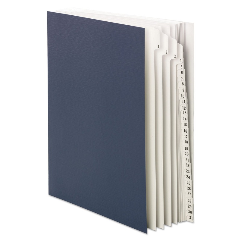 Expandable Indexed Sorter, Top Tab, Letter Size, Index 1-31, Navy Blue