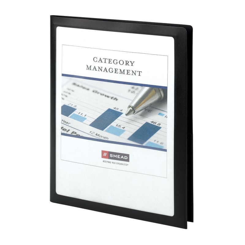 Frame View Poly Two-Pocket Folder, 11 X 8 1/2, Clear/black, 5/pack