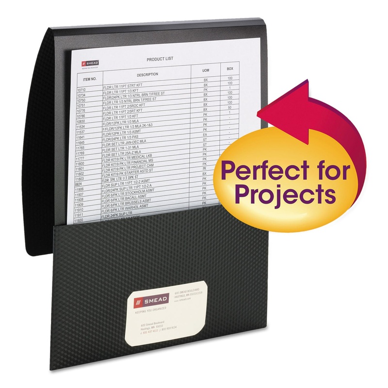 Organized Up Poly Stackit Folders, Letter, 1″ Capacity, Black, 5/pack