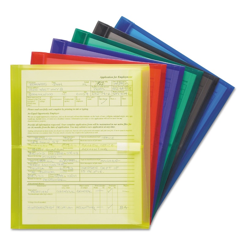 POLY SIDE-LOAD ENVELOPES, FOLD FLAP CLOSURE, 9.75 X 11.63, ASSORTED, 6/PACK