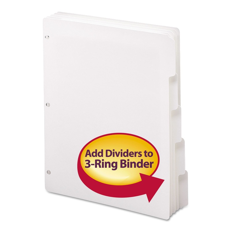 THREE-RING BINDER INDEX DIVIDER, 5-TAB, 11 X 8.5, WHITE, 1 SET