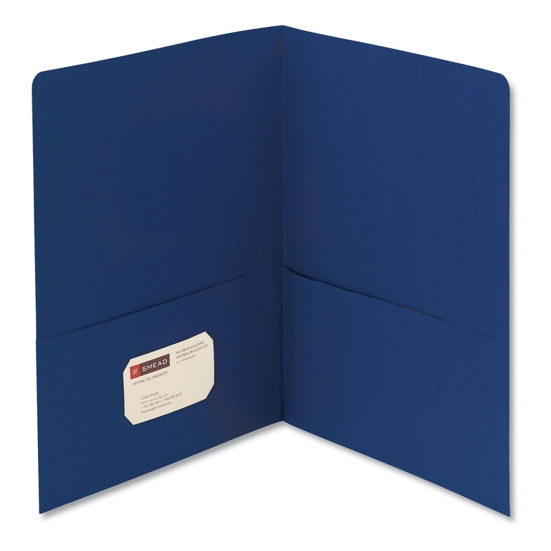 Two-Pocket Folder, Textured Paper, Dark Blue, 25/box